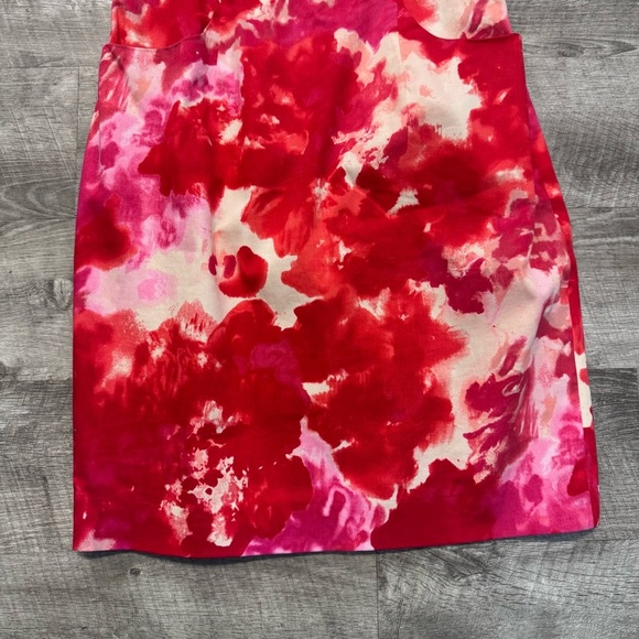 Adrianna Papell Red/Pink Watercolor Sleeveless Sheath Dress Pockets Womens Sz. 6 - Picture 4 of 9